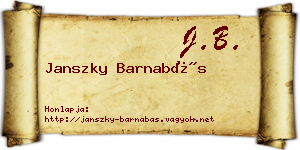 Janszky Barnabás névjegykártya