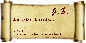 Janszky Barnabás névjegykártya